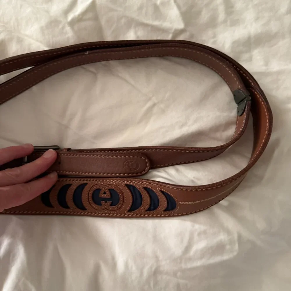 gucci belt, quiet luxury double wrap navy and leather (RARE!!) - Picture 9 of 10